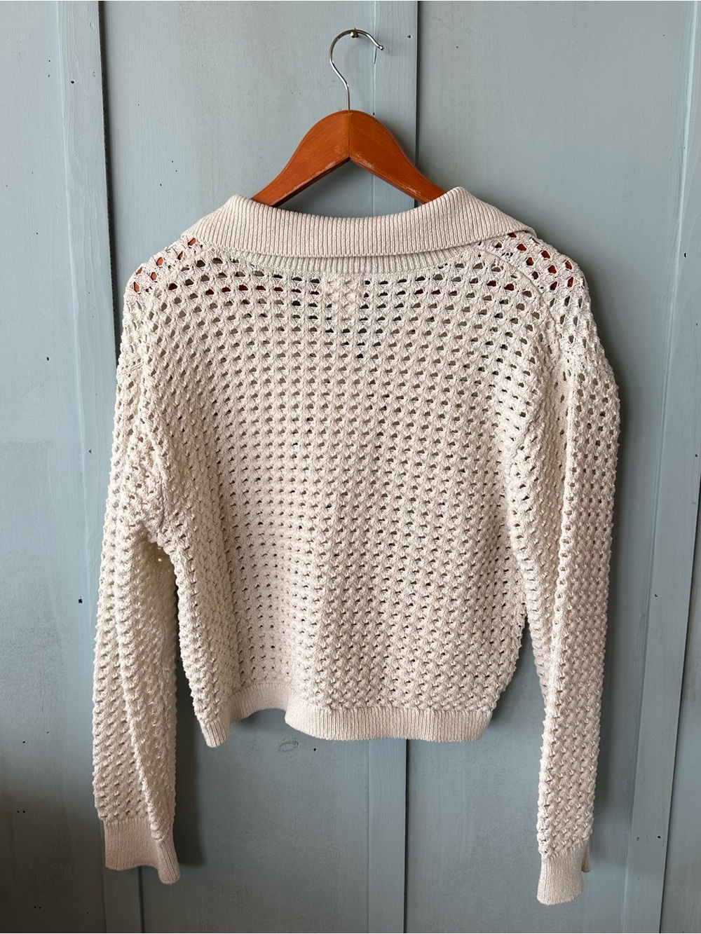 H&M Cream Open-Weave Button Cardigan Collared - Picture 6 of 9